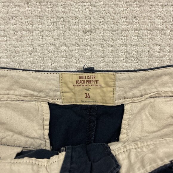 Hollister Shorts Mens Size 34 Beach Prep Chino Navy Blue Preppy Epic Flex Summer - Picture 6 of 13